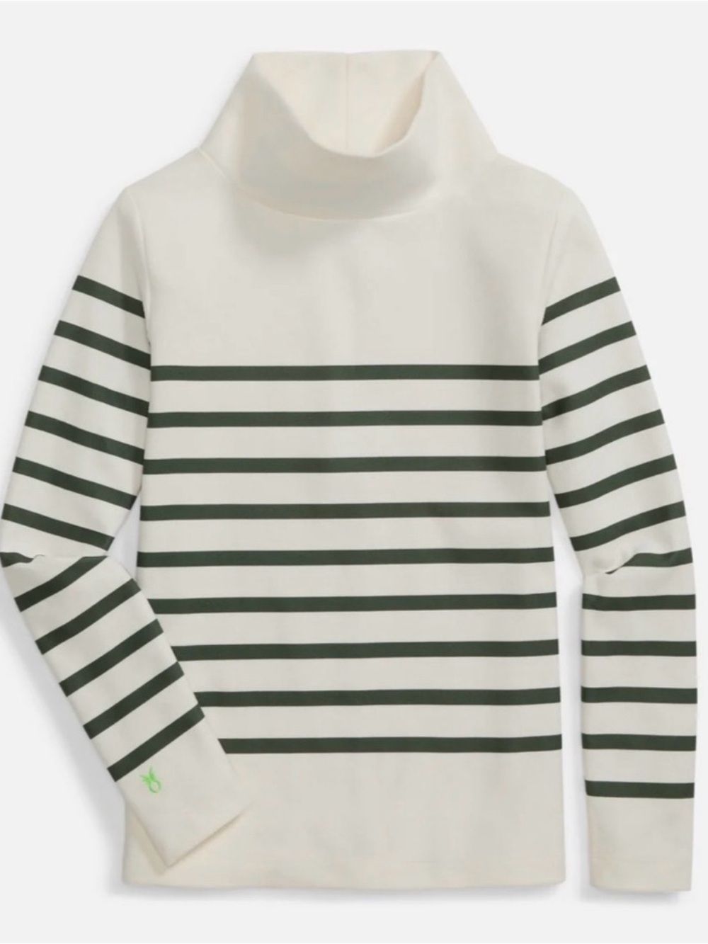 Dudley Stephens Greenpoint Terry Fleece Turtleneck Cream Army Green Stripe Large